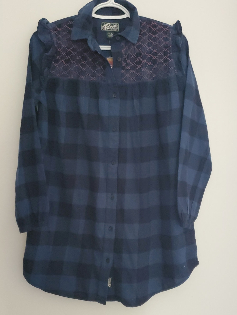 Roots  Navy Blue Park Plaid Shirt Dress